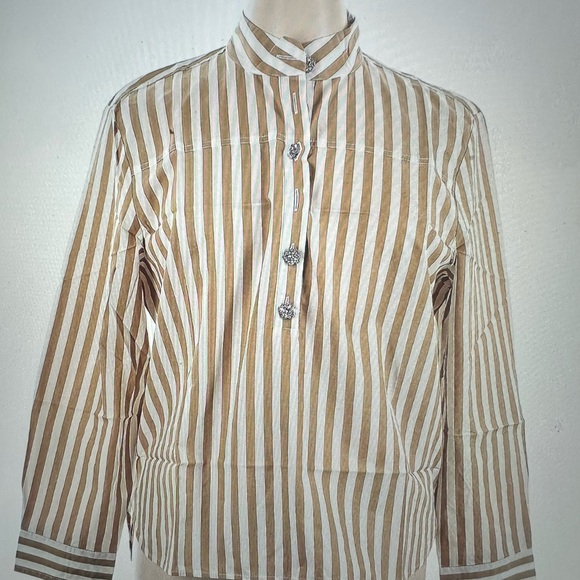 J. Crew Cotton Poplin Popover Tunic with Jeweled Buttons Size 14 NWT - Picture 3 of 9